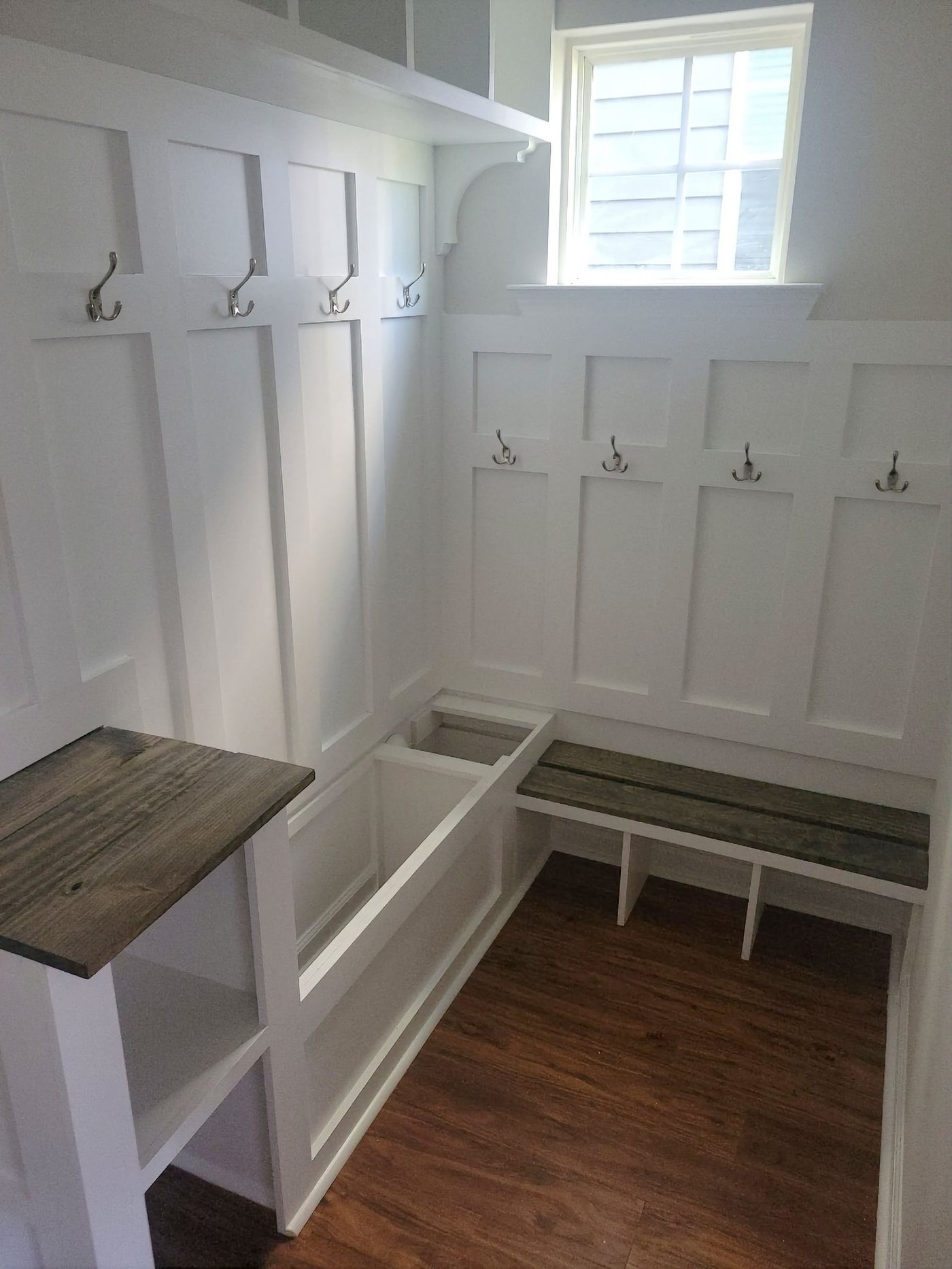 Built-in mudroom bench and storage